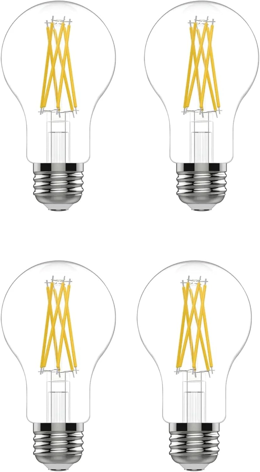 GE Reveal LED A19, 100 watt Equivalent, 11 watts 1140 lumens, HD Light, Dimmable, Medium Base, Pure, Clean Reveal HD Light (4 Bulbs)
