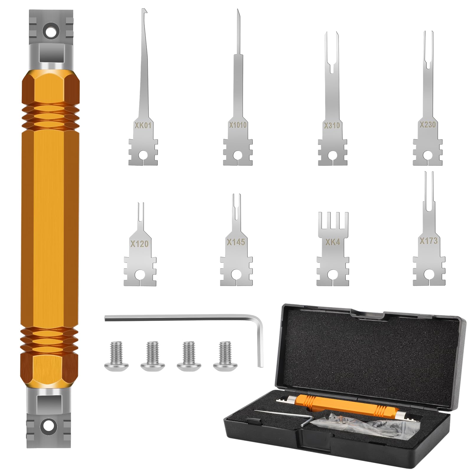 Linkstyle8pcs Terminal Removal Tool Kit, Double Head Detachable Electrical Pin Extractor Tool with a Protective Bag, Compatible for AMP, Metri Pack, Molex Car Automotive Most Connector Terminal