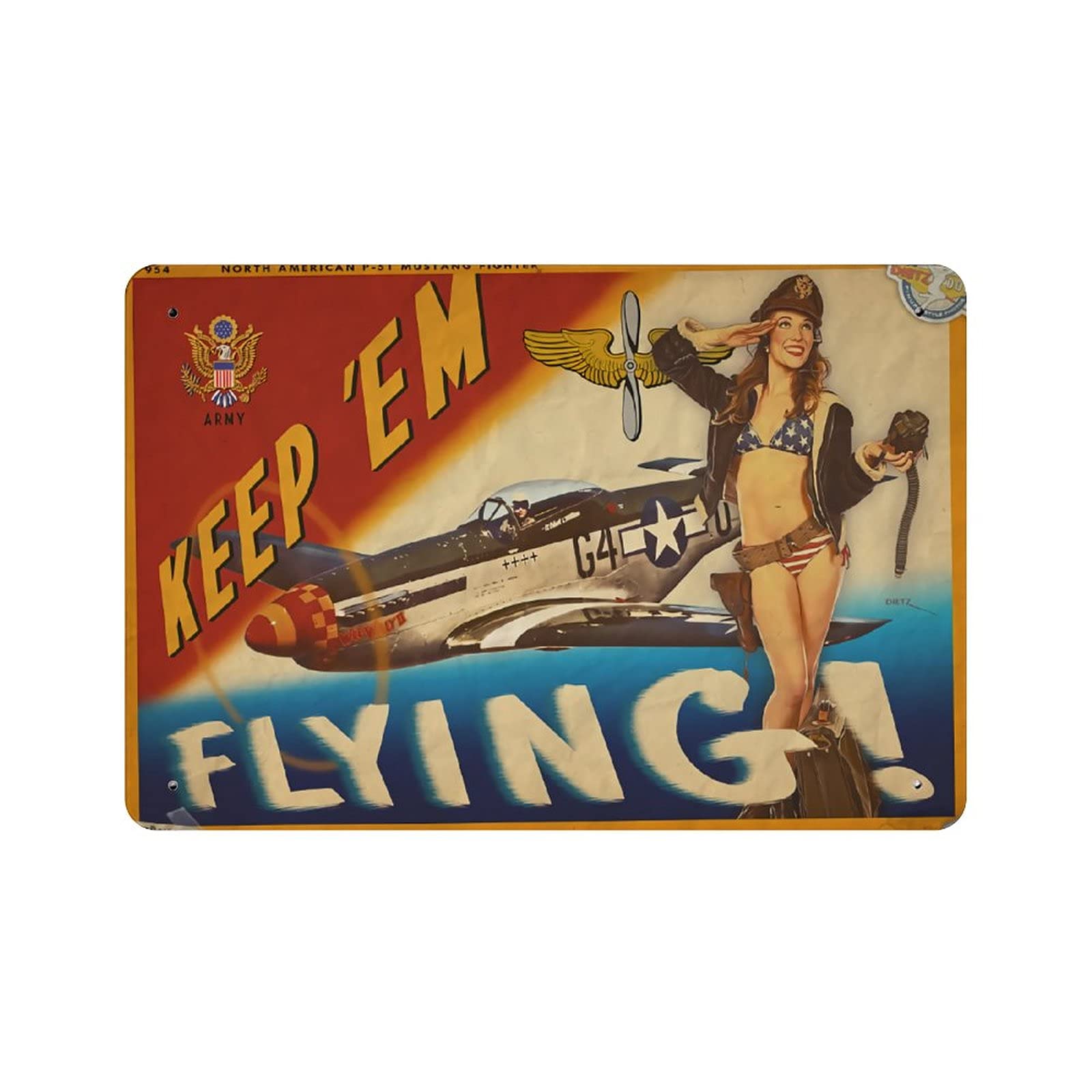 KEYGAMER Sexy Female Pilot Metal Tin Sign, Vintage Plaque Poster Garage Bar Home Wall Decor 8 X 12 Inches โ image 1