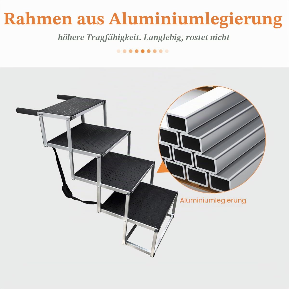 hundetreppe große Hunde - Hundetreppe Auto 4 Stufen - Klappbare Aluminium Hundetreppe Ultra-Leicht - Hochwertige Autotreppe für Hunde bis 70kg