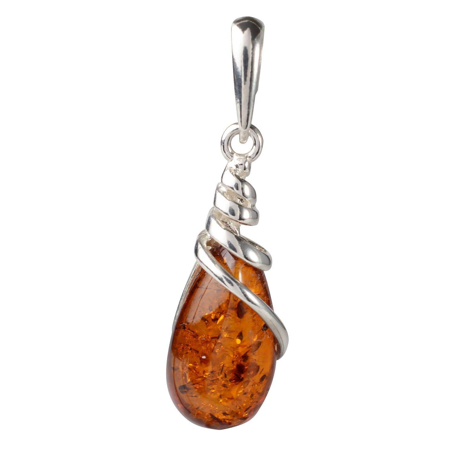 Sterling Silver And Baltic Amber Anchor Pendant - With 18" Chain, Genuine Amber Cabochons
