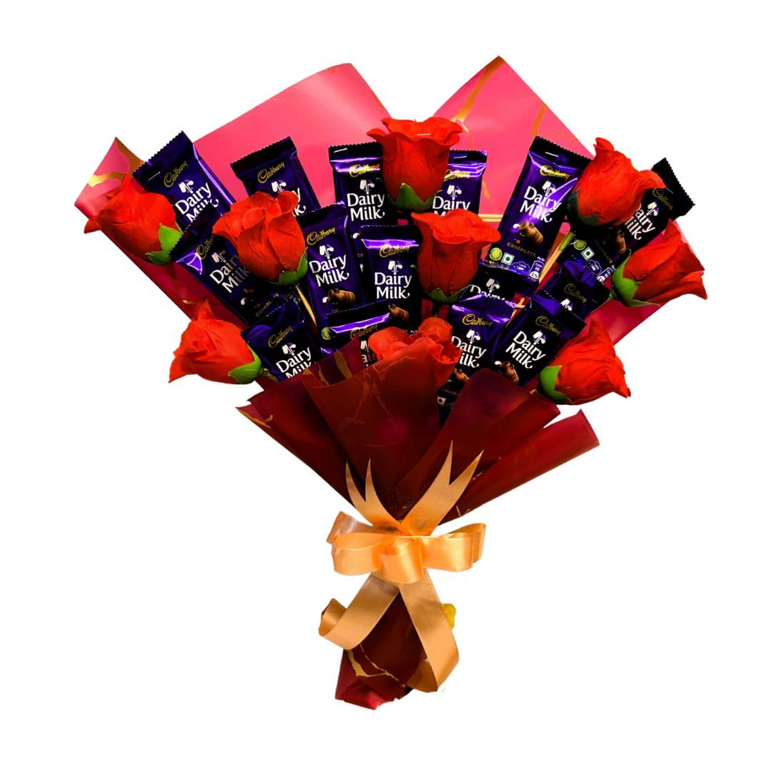 SWEET STEMS Romantic Dairy Milk Chocolate Gift Bouquet of Valentine's Day for your love (Love Card, 0.4 gram)-image-20