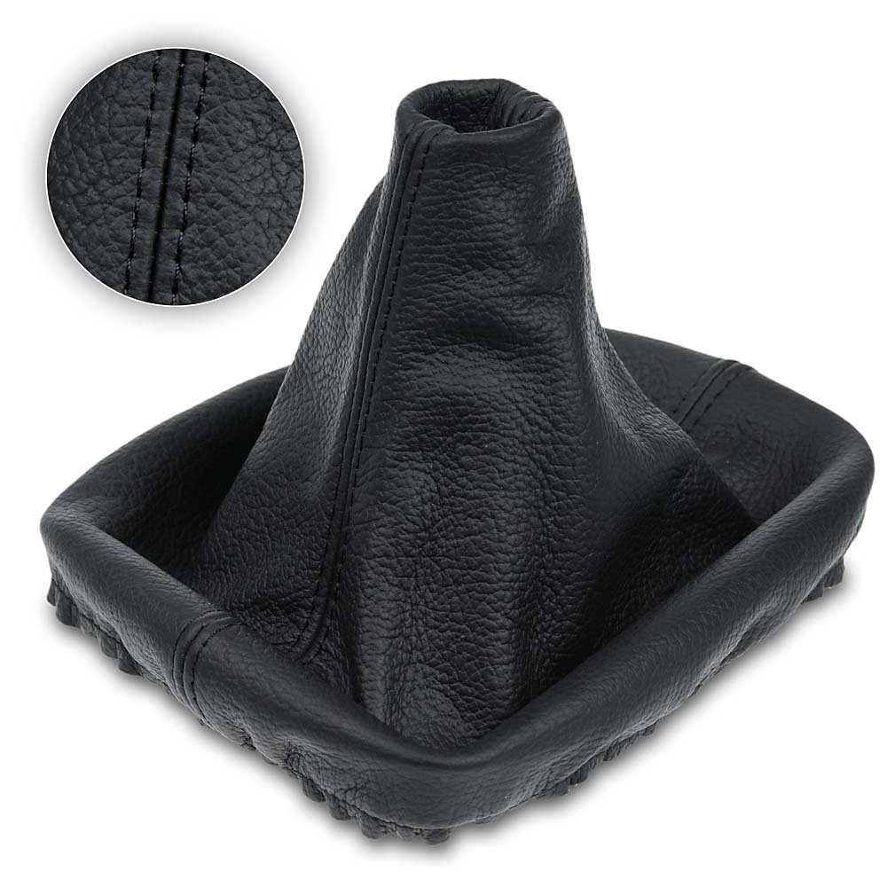 PKWelt / Shift Boot Lever Cuff / Genuine Leather / Black and Black String without Rahmenzubehör