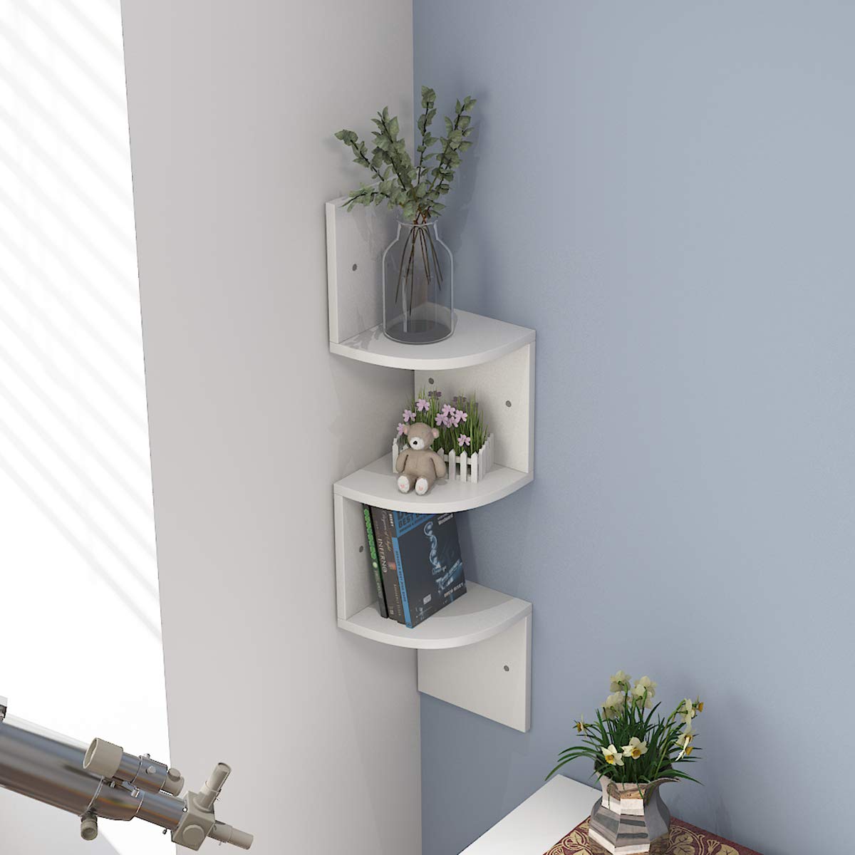 Buy Floating Corner Shelf Shelves Wood Zig Zag Corner Shelf Wall ed for