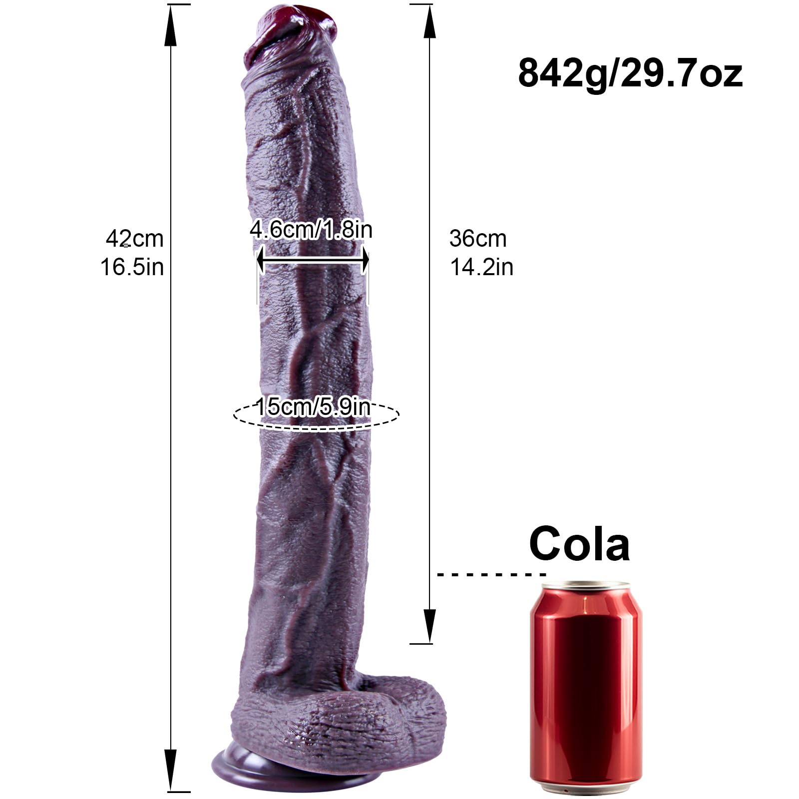 Dildo realistico nero gigante da 42 cm, grosso dildo in silicone, lungo pene con ventosa potente, giocattolo anale gigante XXXL per il punto G vaginale, grande stimolatore per uomini e donne