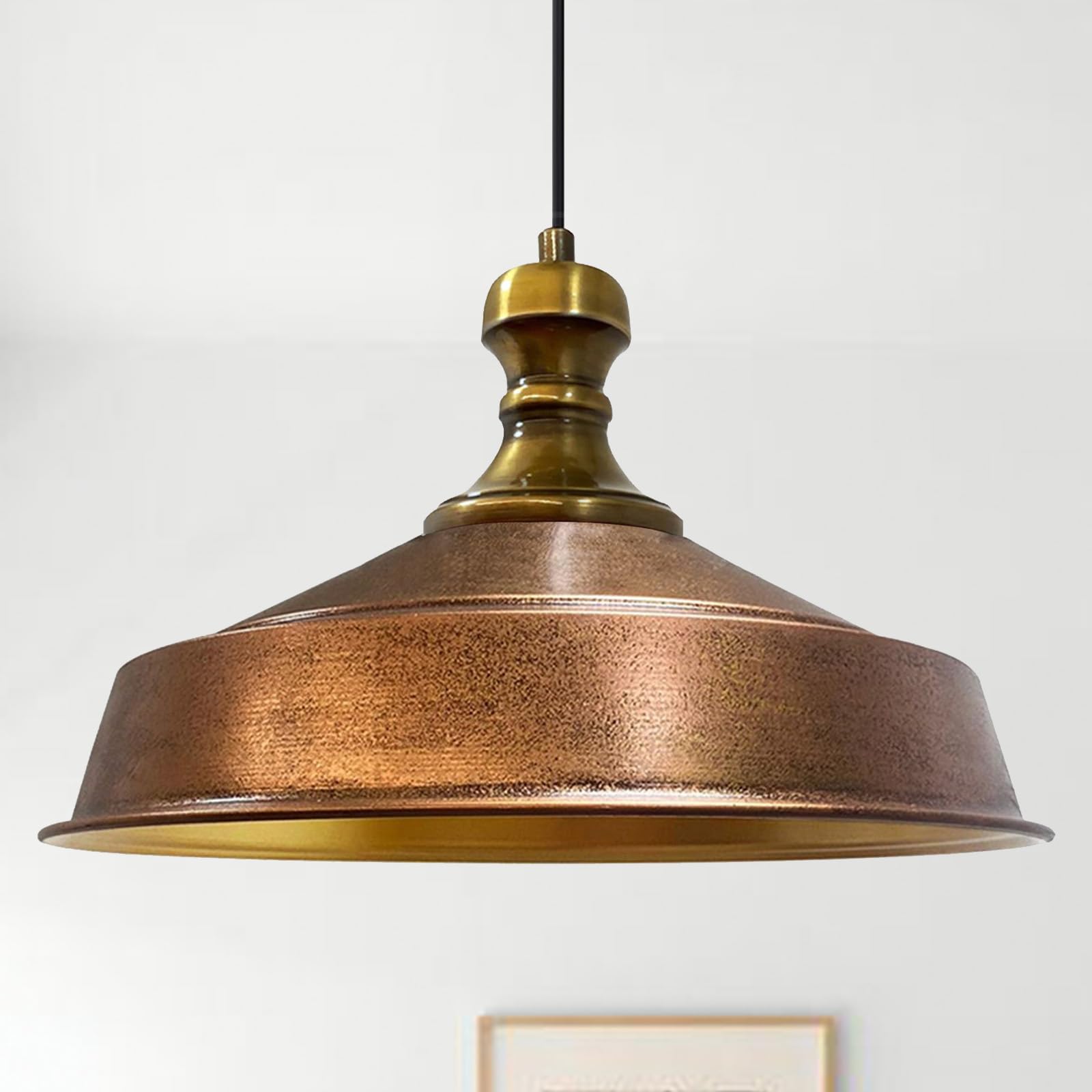 Bamyum Knob Luminaires suspendus industriels cuivre 40 cm Lampe salon E26, suspension cuisine vintage