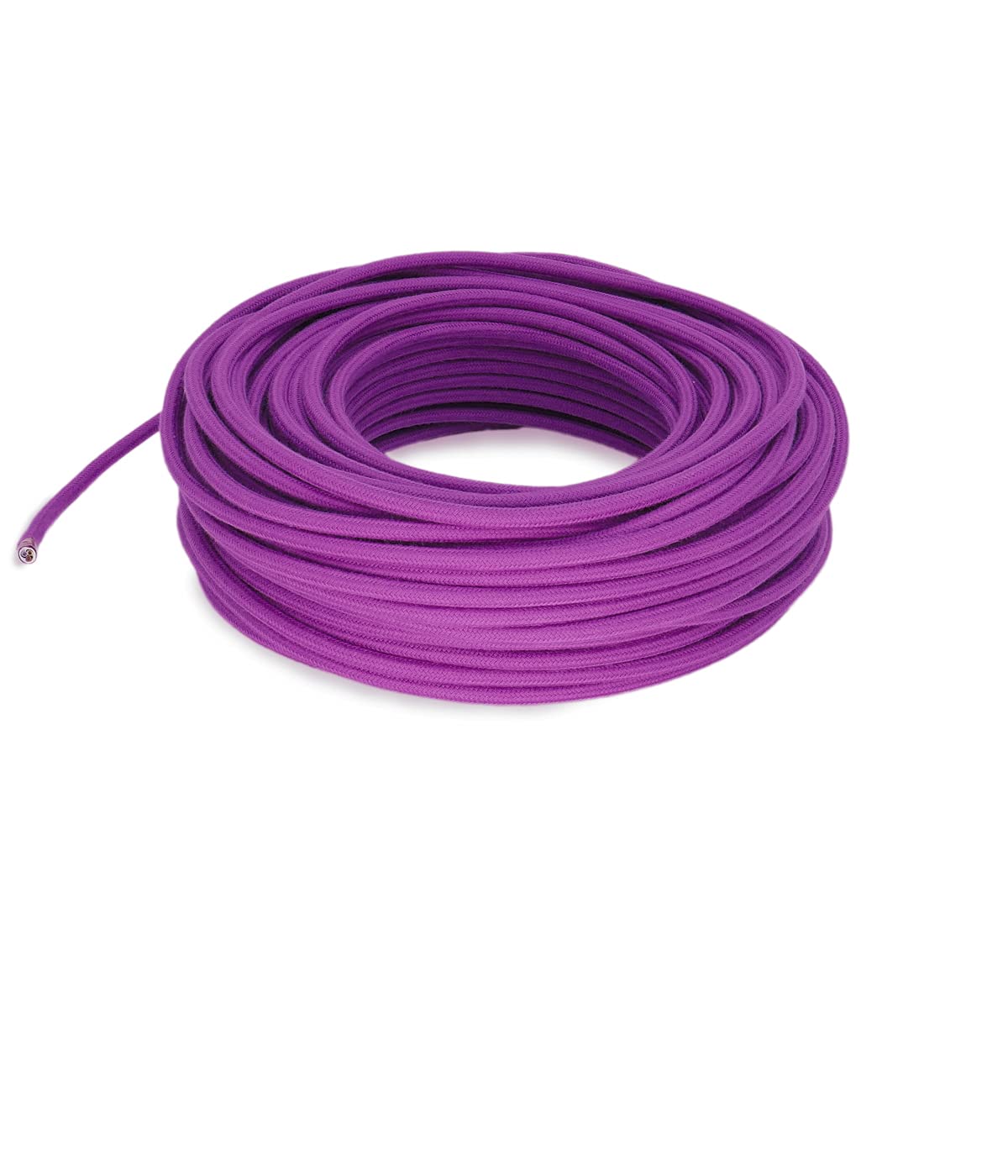 Cable textil para lámpara, cable de tela de 2 hilos (2 x 0,75 mm²), color violeta glicinia, fabricado en Italia (50 metros)