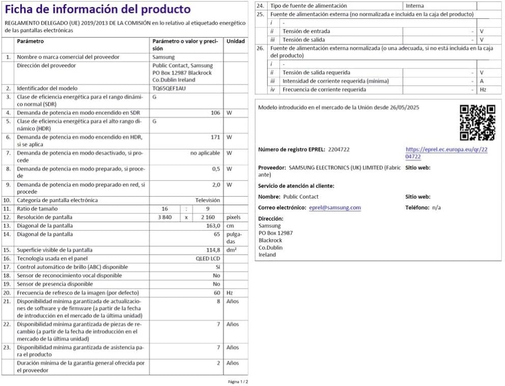 Samsung TV 65 Pulgadas QLED QE1F 4K Smart TV con Vision AI, 100% Volumen de Color con Quantum Dot y más de 500 Canales TV Plus 14
