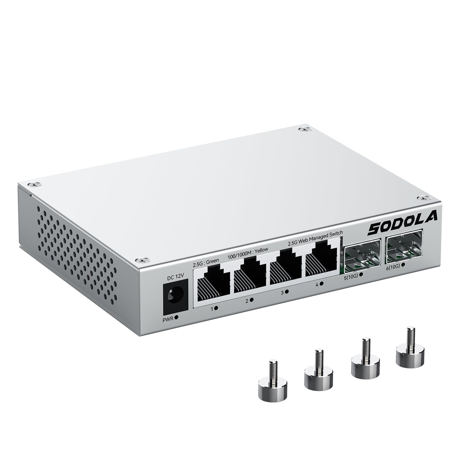 Sponsored Ad – 6 Port 2.5Gb Web Managed Switch, 4 x 2.5G Base-T Ports & 2 x 10G SFP+, Aluminum Cooling & Magnetic Mounting, Multi-Gigabit Network Switch for Homelab & Professional Networks, LACP/QoS/VLAN/IGMP