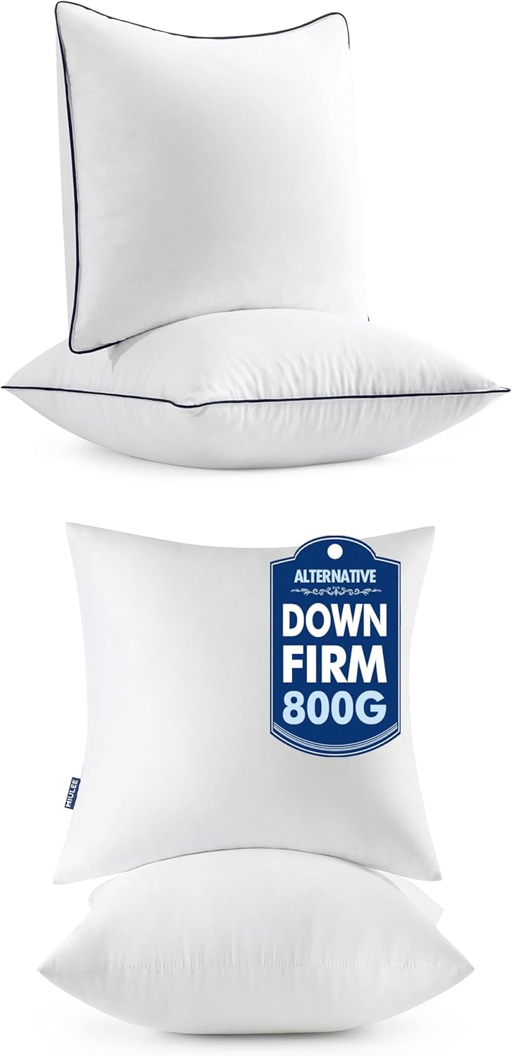 MIULEE 24x24 Euro Pillow Inserts, Fluffy Down Alternative Filling Pack of 2 Ultra Soft Throw Pillows Bundle 100% Virgin Fiber Filling Bed Couch Pillowsfor Bed Sofa Couch