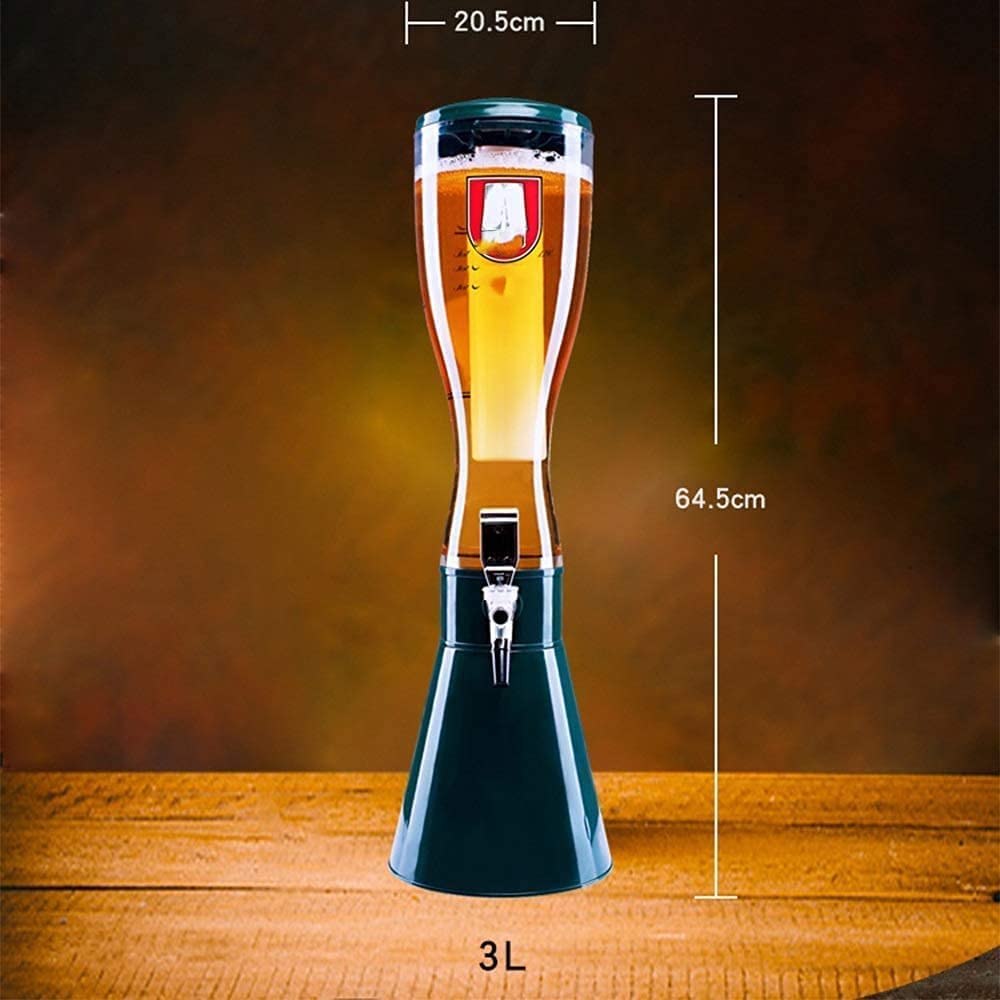 NAKEAH Dispensador De Cerveza, Barril De Cerveza Torre De Bebidas De Cerveza Torre De Cerveza De Cerveza 3L Columna De Cerveza con Carámbano Máquina De Cerveza Máquina De Bebidas KTV Bar