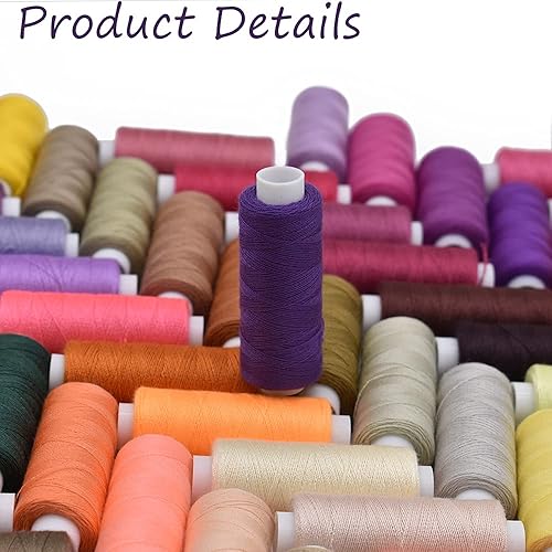 Miniatura 5 de Carretes de poliéster de hilo de coser multiusos de 100 colores, 250 yardas por carrete para coser a mano, máquina, acolchado y manualidades