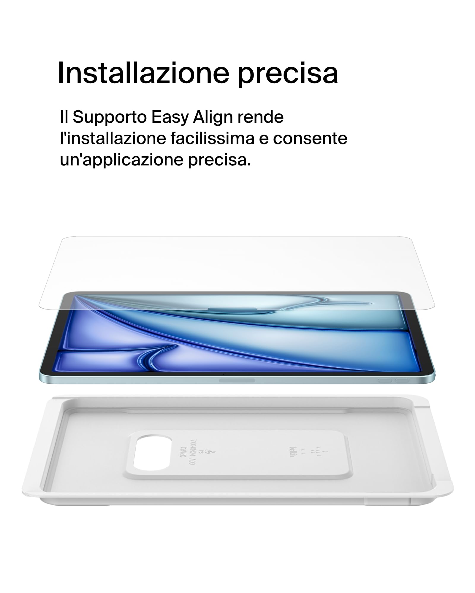 Belkin ScreenForce TemperedGlass Proteggi schermo per iPad Air 11'', vetro temprato con durezza di 9H, spessore di 0,33 mm, antigraffio, installazione facile, compatibile con custodie e Apple Pencil