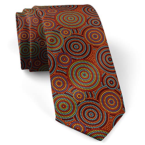 ( Australian Aboriginal Colorful Geometric ) Fashion Novelty Necktie, Conversation Neckwear Ties Great for Party and Events
