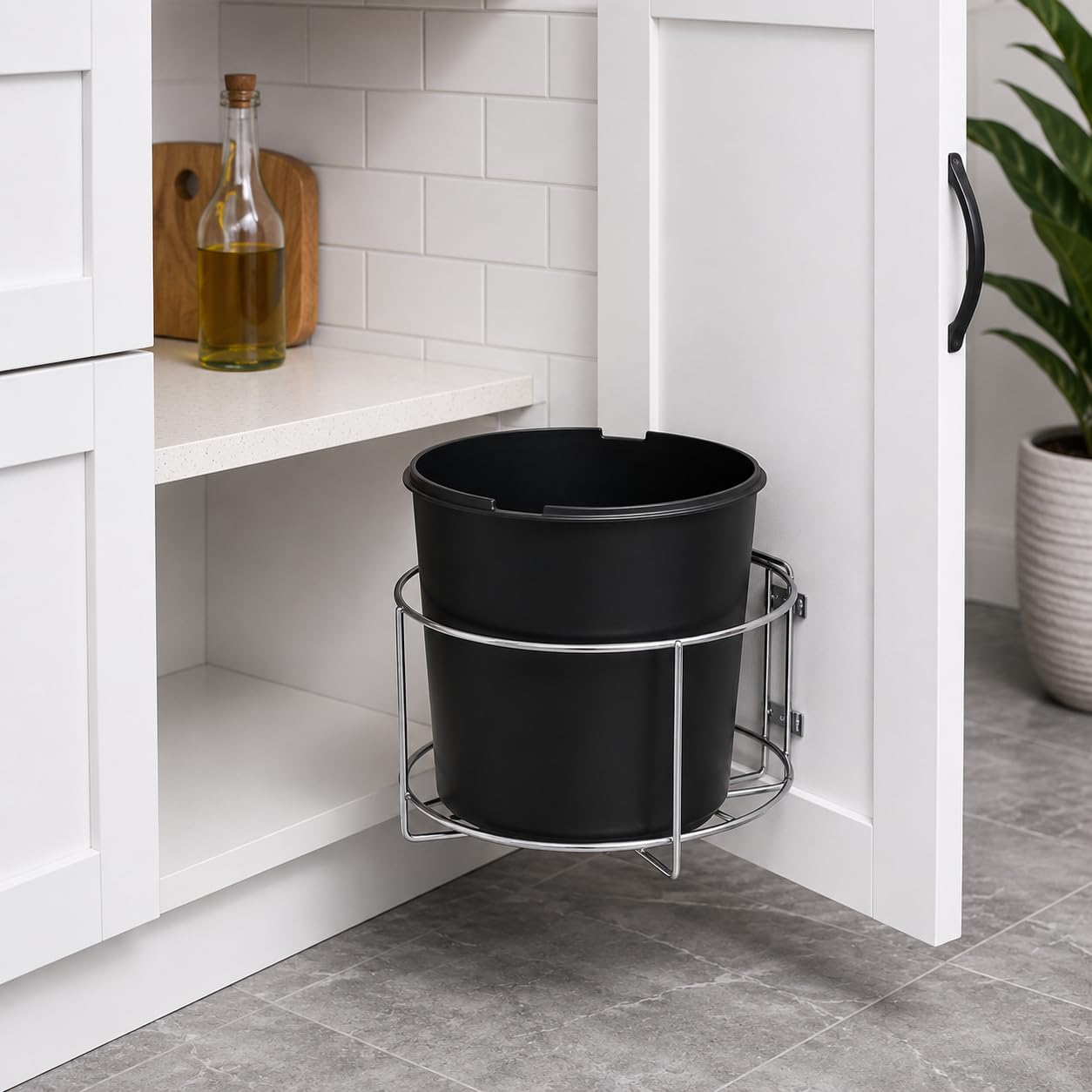 CHHAAP Stainless Steel Dustbin Stand for Kitchen Cabinet, 10 Inch Bin Holder, Rust Resistant,Under Sink Space Saving Organizer, Durable Waste Bin Rack, Silver Finish Build (NHSP)-image-31