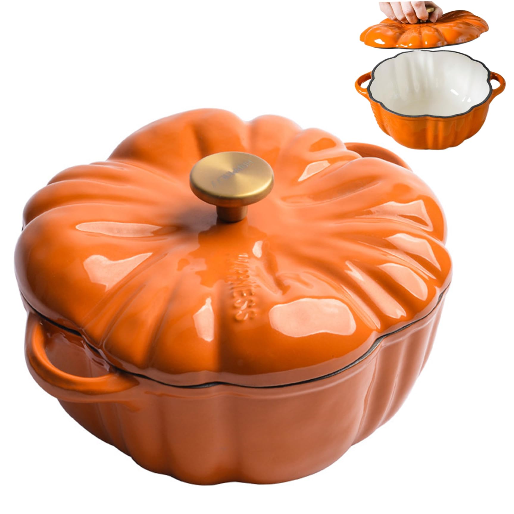Greenumb Olla de Calabaza, Calabaza Holandesa de Horno con Tapa y Mango de 1,5 litros Antiadherente