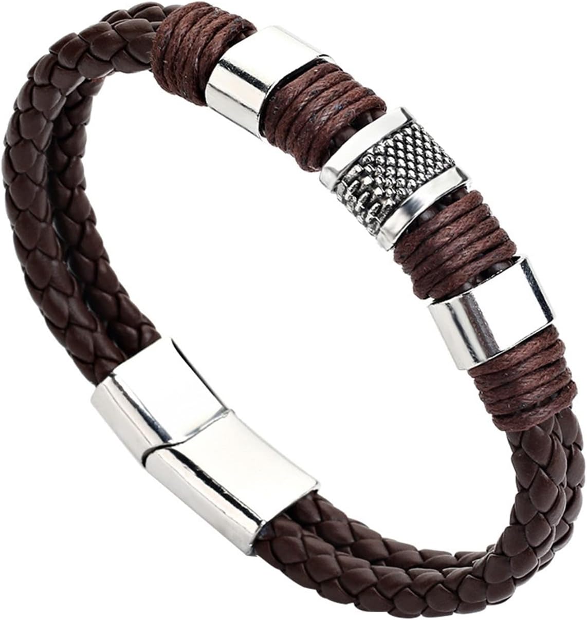 fxwtich Rope Bangle Men Bracelets Vintage Braided Faux Leather Voguish Men Rope Bangles for Party Fashion Jewelry