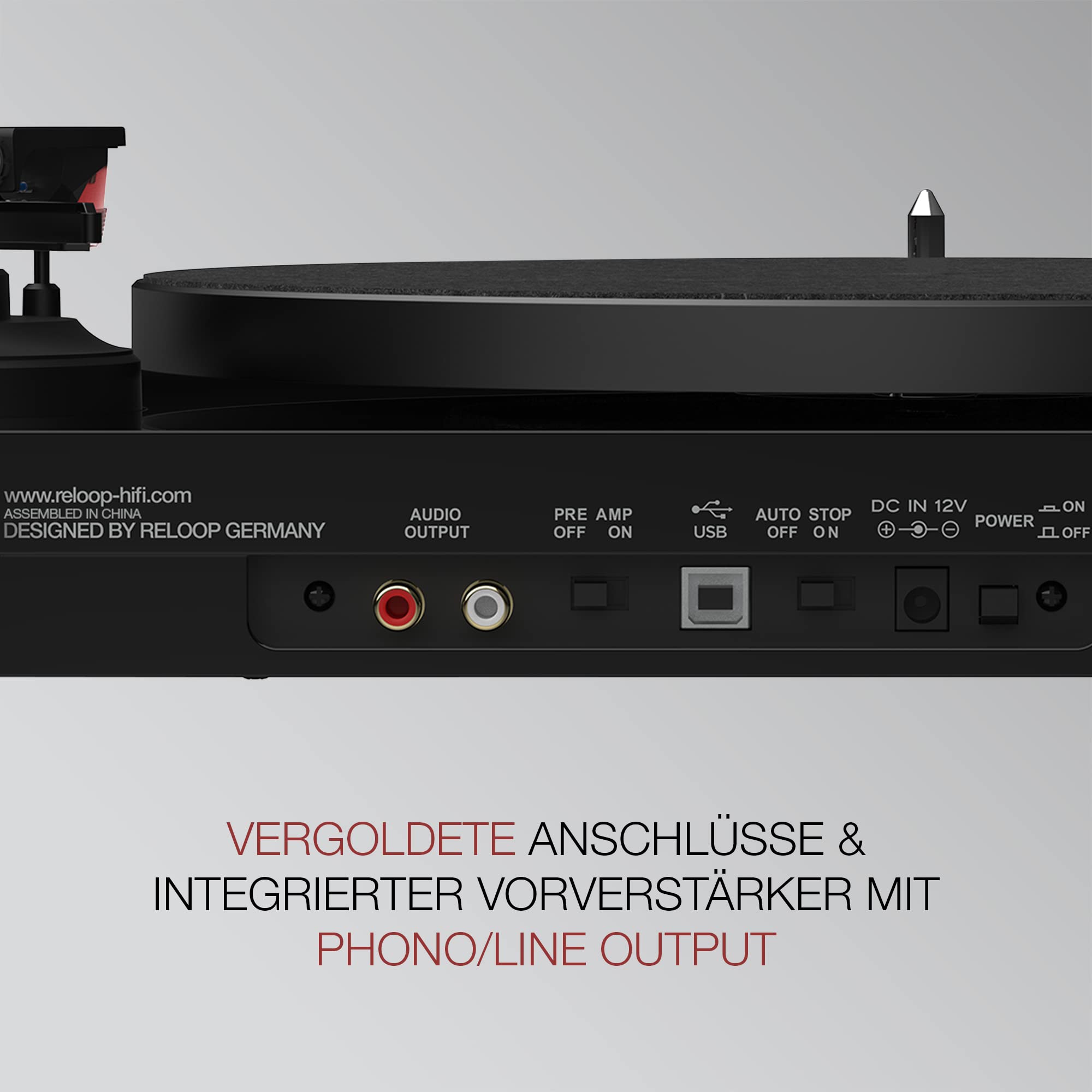 Reloop Turn 3 MK2 | Riemengetriebener HiFi-Plattenspieler mit USB-Aufnahmefunktion, Ortofon 2M Red Tonabnehmersystem, Integrierte Motorkontrolle (33/45/78 RPM), Anti-Skating, Schwarz