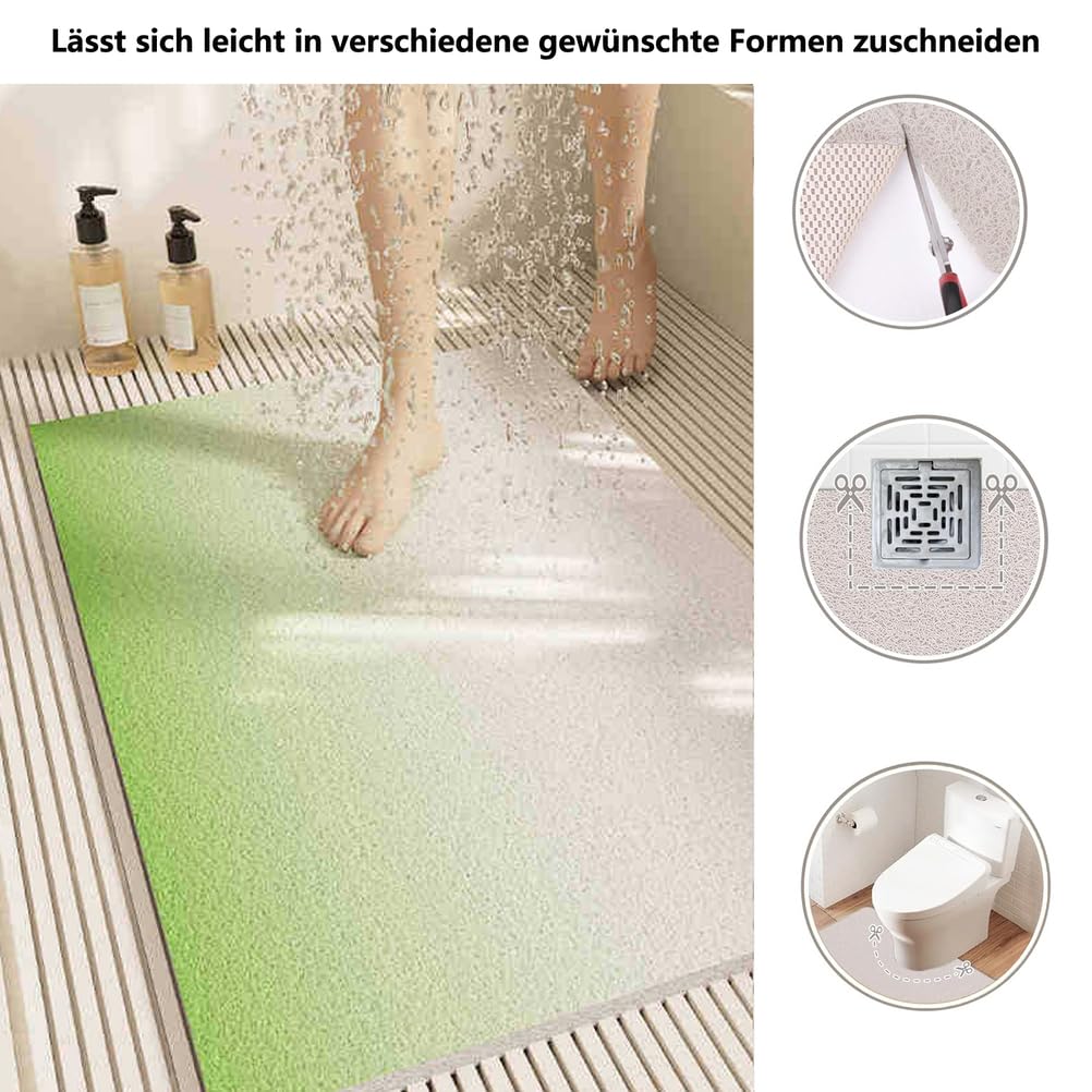 Alfombra Bañera Antideslizante 90X90 cm Alfombrilla de Ducha Loofah de PVC Suave Secado Rápido Sin Ventosas Alfombra para Ducha y Bañera
