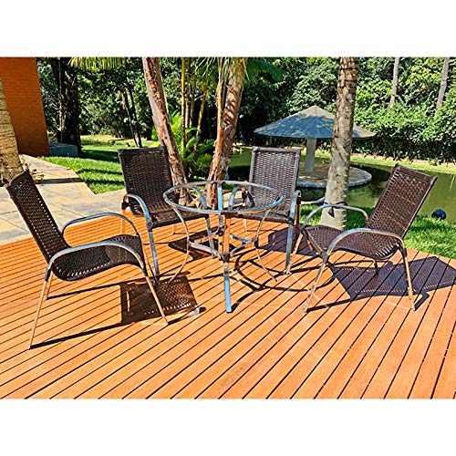 Conjunto Colômbia Mesa E 4 Cadeiras De Área - Alumínio, Piscina, Praia, Fibra, Varanda, Edicula