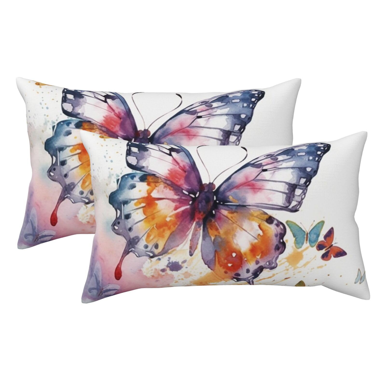 2 Pack King Size Pillow Cases for Hair and Skin Soft Breathable Pillow Case Covers with Hidden Zipper Watercolor Butterfly Pillowcase 20x36 Inches Pillow Covers for Sleeping Gift