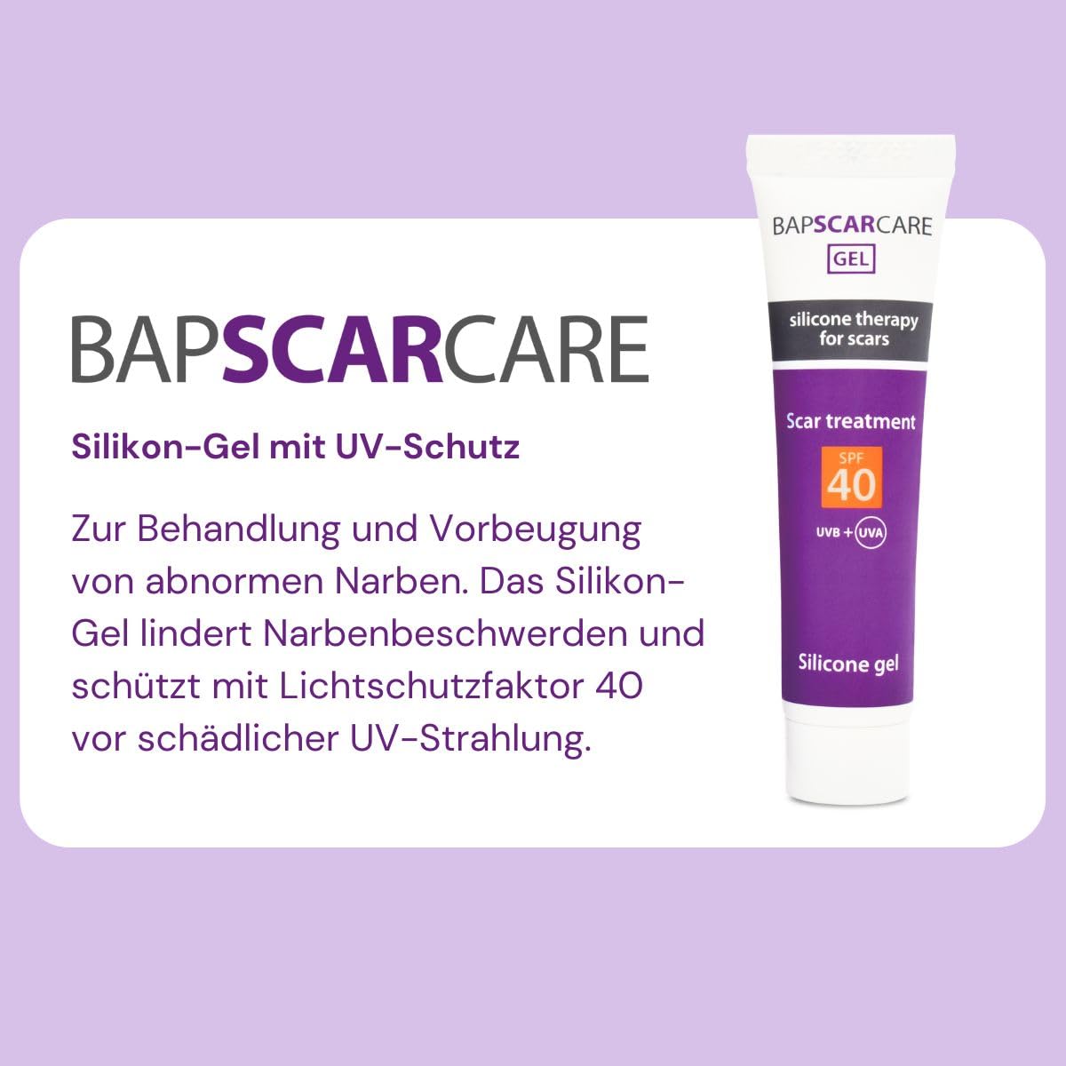 Silikon-Gel mit UV-Schutz | Narbencreme | Reduziert die Sichtbarkeit von Narben und Narbenbeschwerden | Tube 10 g