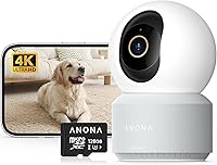 Vista 14 de Anona Cámara interior 4K UHD con tarjeta SD de 64 GB, cámara de seguridad para mascotas/perros/bebé con aplicación de teléfono, inclinación