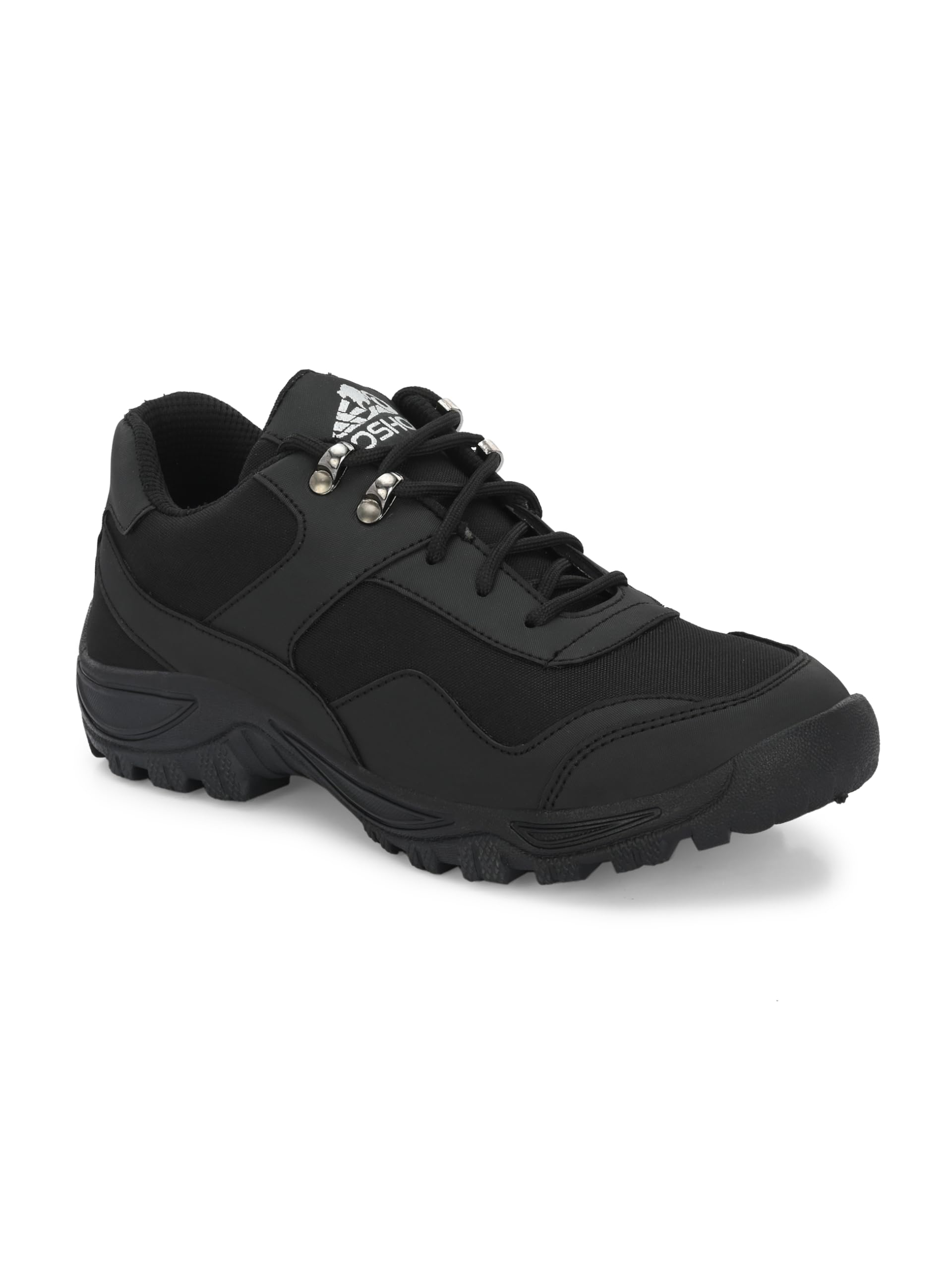 Leo Men's Black Light Weight Casual Waterproof Shoes for Trekking, Hiking & Other Outdoor Activities