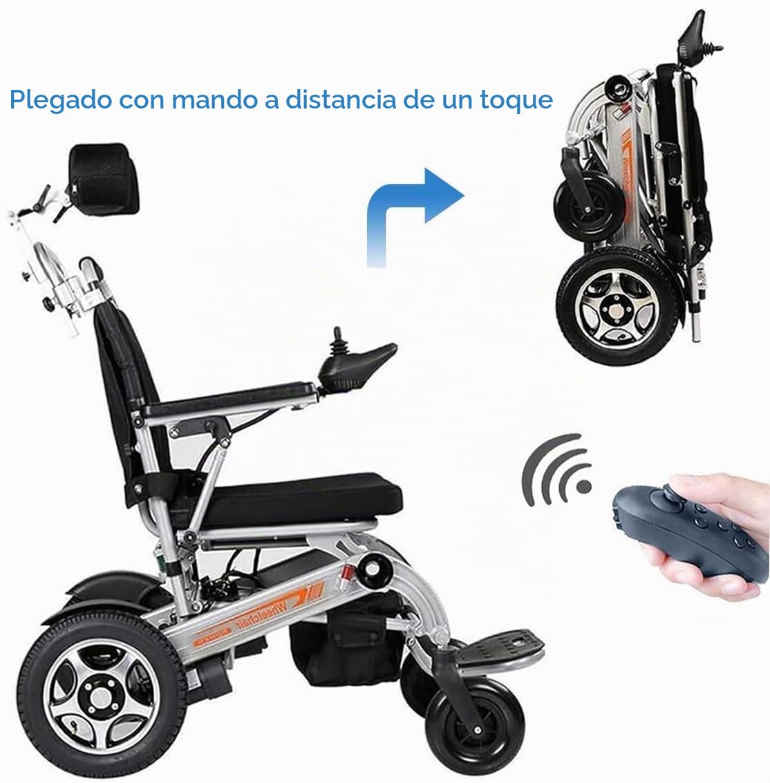 Silla de Ruedas Eléctrica Plegable con Función de Plegado Automático Remoto Plegable para Personas Mayores Discapacitadas, Batería de 20 Ah