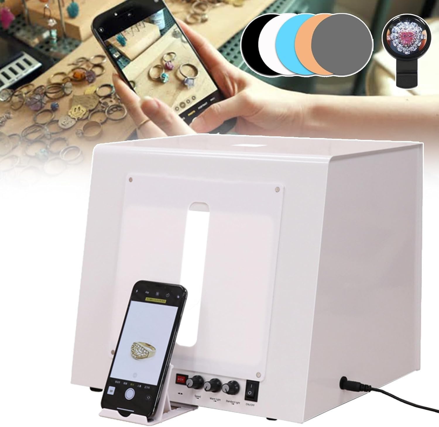 Amazon.co.jp: ジュエリーフォトスタジオライトボックス - 4つのライト