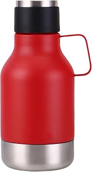 34oz 2 in 1 Portable Sports bottle With Handle and Removable Base Bowl, Double Wall Stainless Steel Vacuum Insulated Travel Mug Water Bottle Vacuum Flask Red