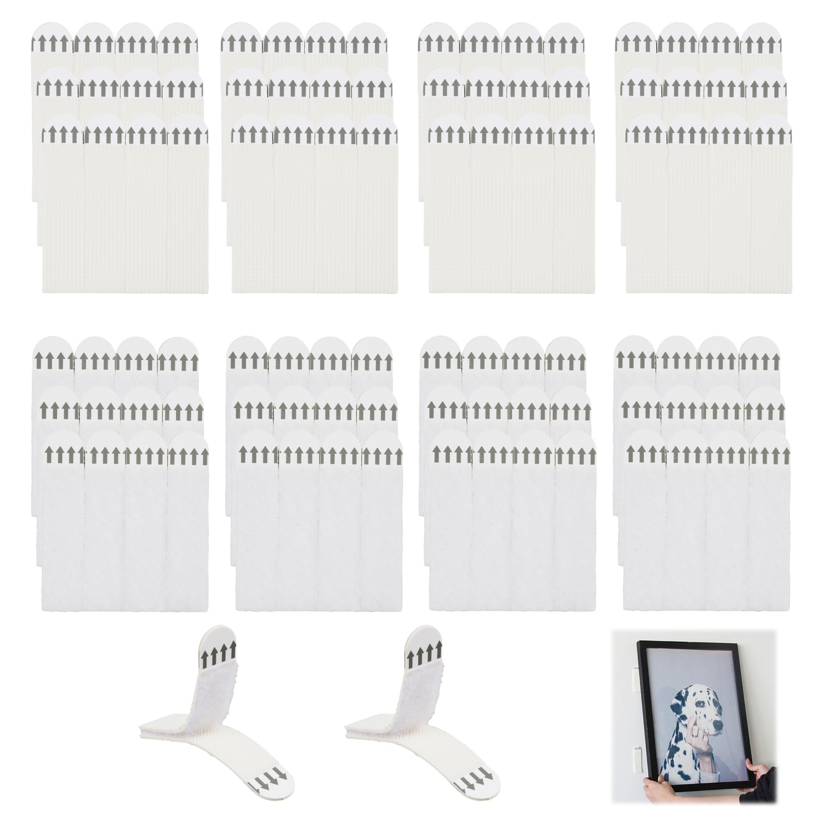 GodtKowty 50Pairs (100 Strips) Heavy-Duty Medium Picture Hanging Strips, Damage-Free Hook and Loop Tape for Frame Hanging, Double-Sided Mounting Tapes for Home and Office Decor