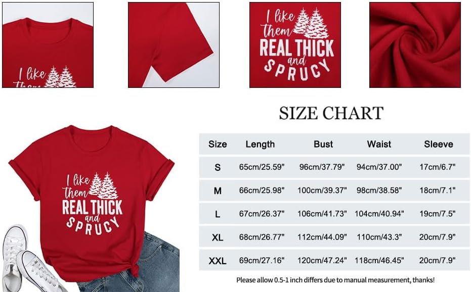 UNIQUEONE Christmas Shirts for Women: Funny Christmas Tree Xmas Vacation Short Sleeve Graphic Tee Tops - Image 6