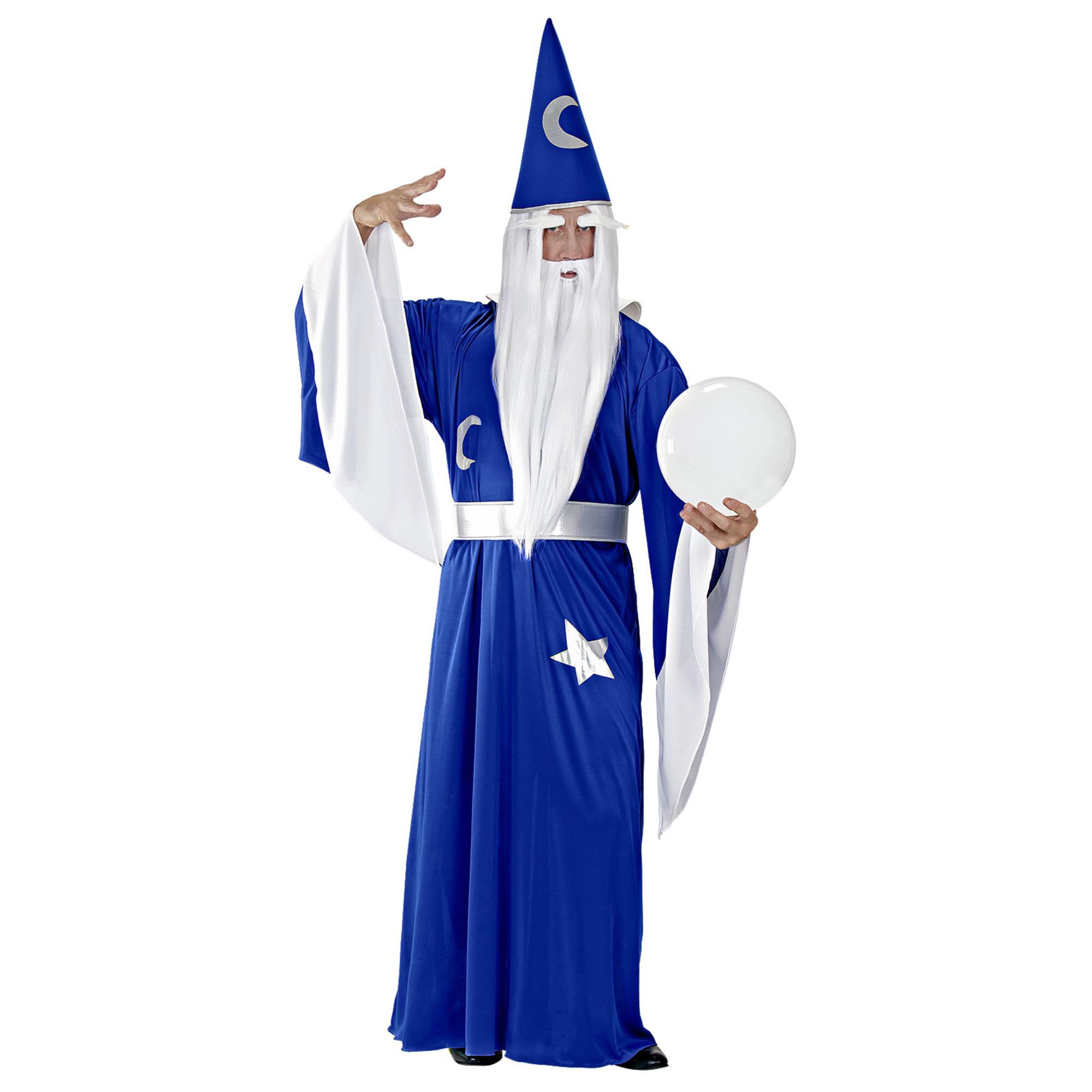 W WIDMANN MILANO Party Fashion - Costume de magicien pour homme | Tunique avec col, ceinture, chapeau, déguisement de magicien pour les soirées à thème contes de fées et fantasy