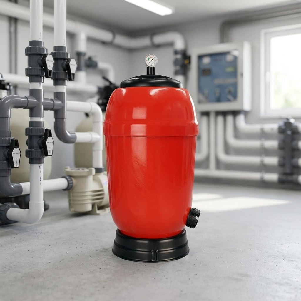 Suinga Filtro Rapidpool Piscina Lateral Ø 650 mm | Salida 1 1/2'' y Diseño Rojo Resistente | Filtracion Eficiente para Agua Limpia y Cristalina | Sistema Duradero para Depuracion de Piscinas