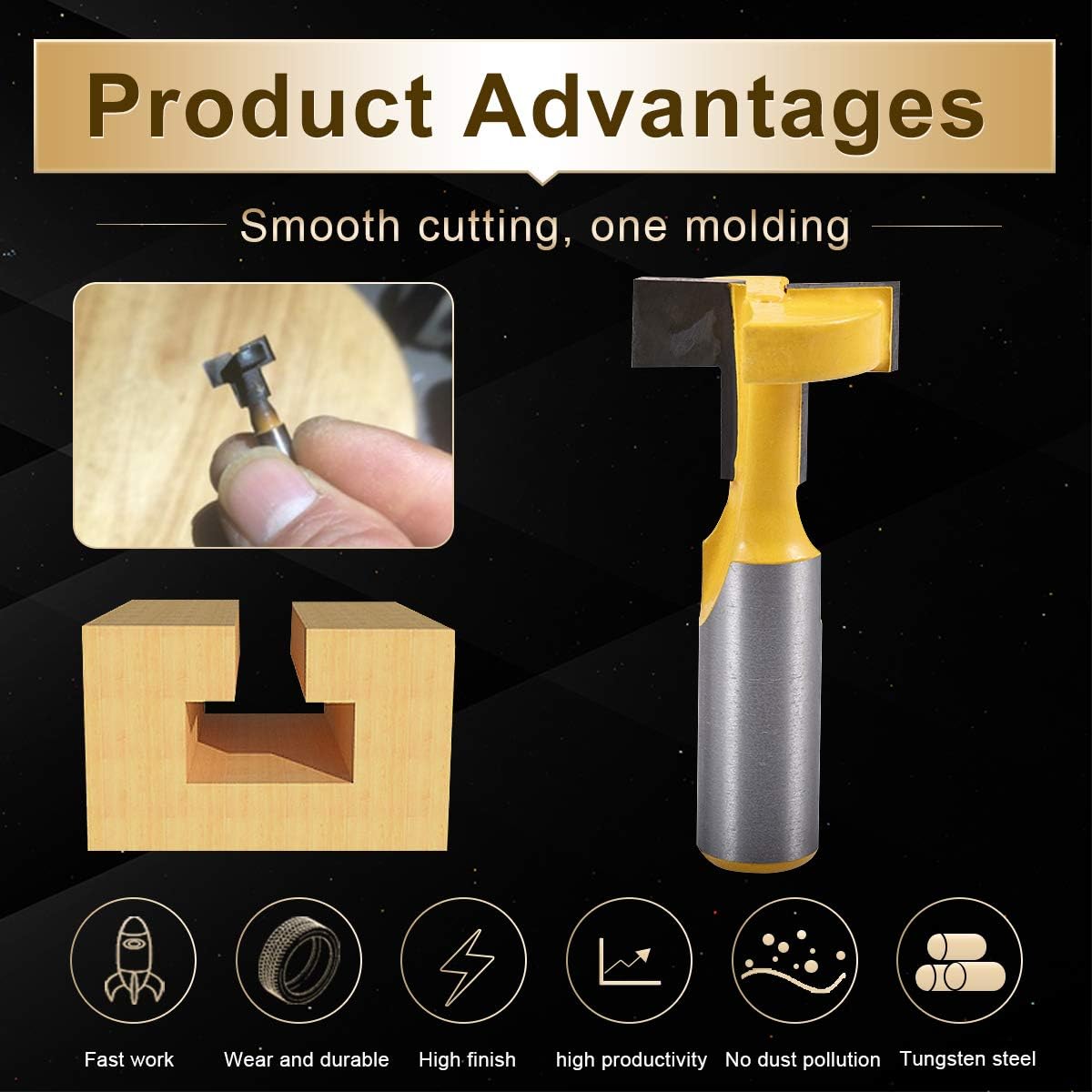 KATUR T-Slot and T-Track Cutter Router Bit, Keyhole Router Bit with 1/2 Inch Shank for Carbide Woodworking Milling Cutter (1/2" Shank,1.05" Width)