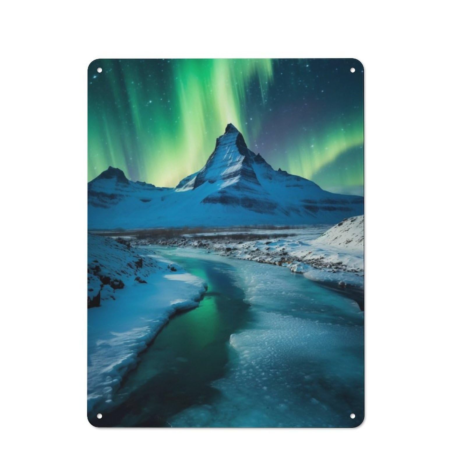 Junmoney Green Aurora Borealis Retro Metal Wall Sign 40X30cm With For Workshop Wall, For Vintage Wall Decor Fans, For Garage And Workshop Walls
