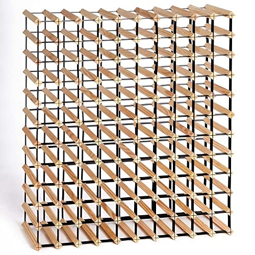 Artiss 12 Tier 120 Bottle Wine Rack, Wooden Timber Wines Bottles Storage Racks Holder Freestanding Display Organiser for Kitchen Cellar Bar, Stackable Modular Pine Wood 99 x 109 x 23.5cm