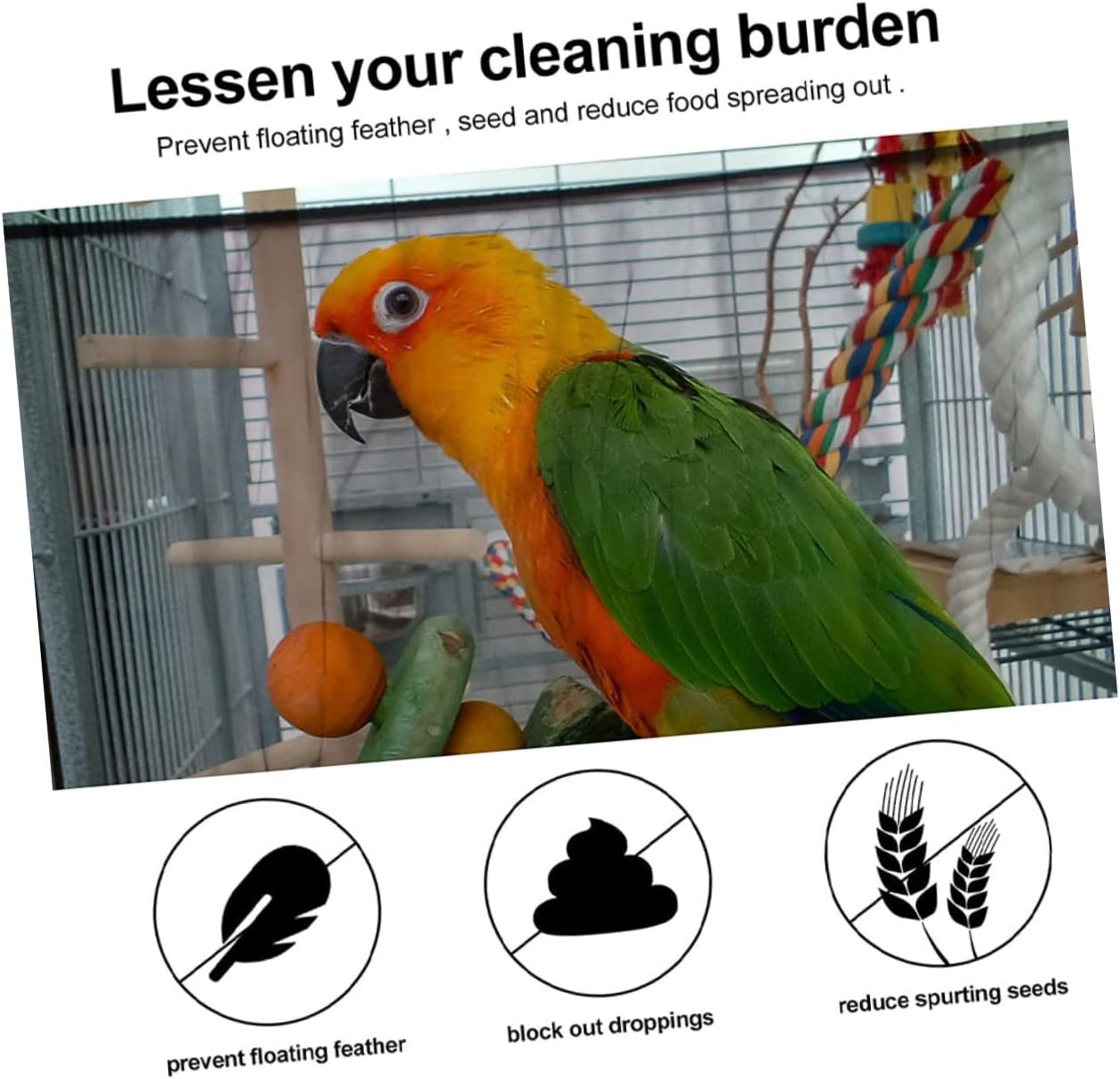 BESPORTBLE 10pcs Parrot Cage Protector Netting Heavy-Duty Birdcage Cover Elastic Design Prevents Food and Plume Splashing Easy to Wash for Cockatiels and Parrots