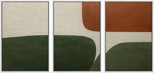 Miniatura 92 de SIGNLEADER Lienzo enmarcado para pared, juego de arte de collage de polígonos retro marrón tostado, ilustraciones con formas abstractas, arte