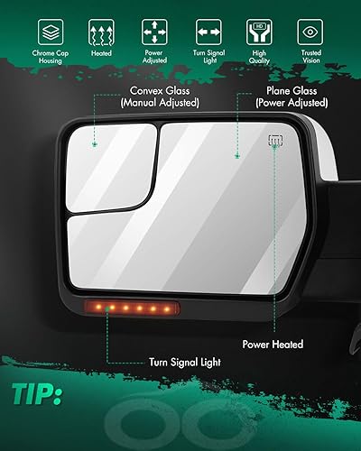 Miniatura 2 de SCITOO Espejo de remolque compatible con Ford 2004-2014 para Ford F150 1997-1999 para Ford para F-250 Pickup Truck Mirror Power Adjusted Heated Turn