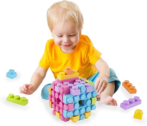 UNiPLAY Bloques de construcción suaves de gofres grandes, rompecabezas de cubo para desarrollo cognitivo, educación temprana y juego sensorial para