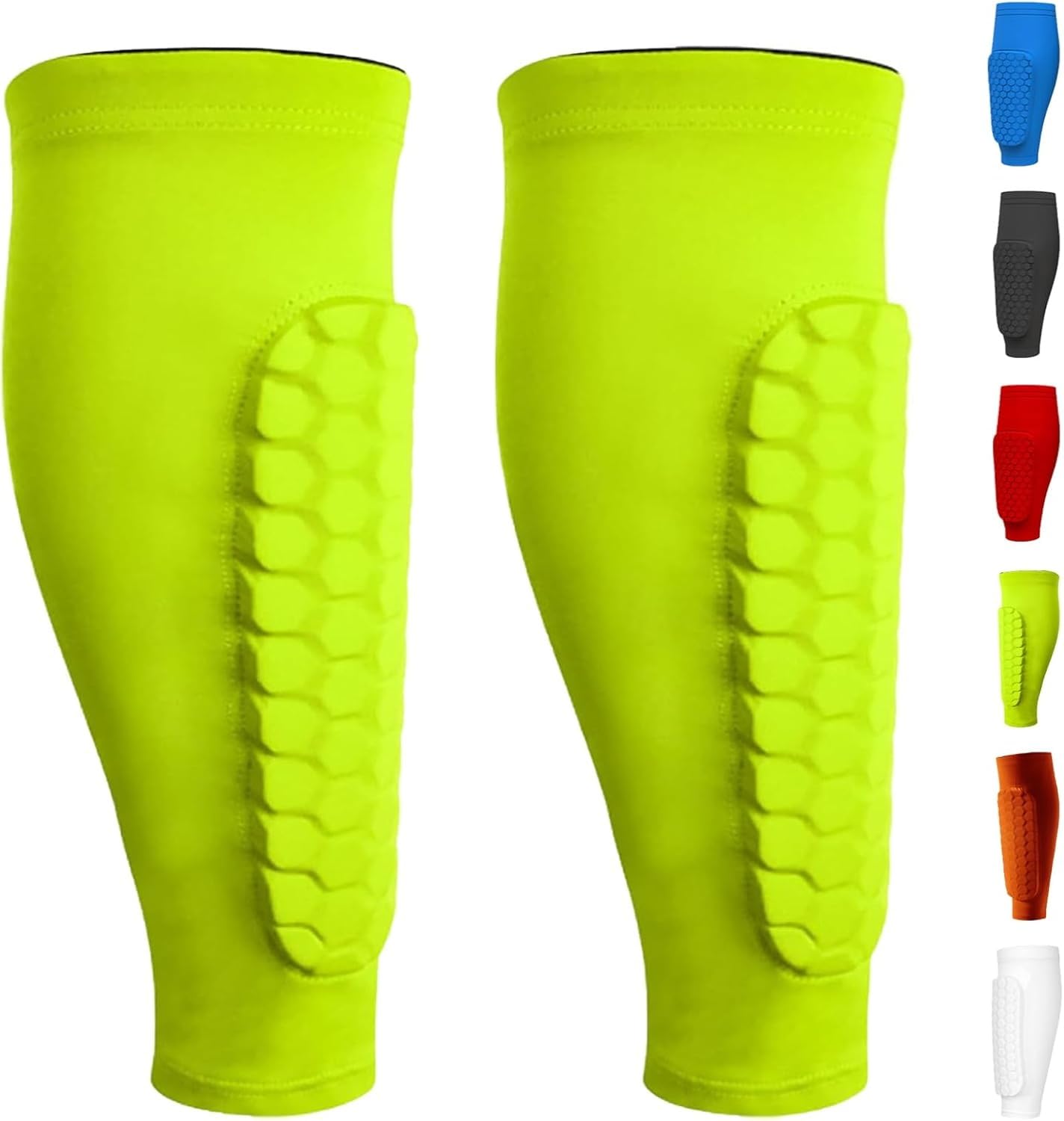 Shindefender Shin Guards, Shin Defender Shin Guards, Soccer Shin Guards for Kids and Aldult, Compression Sleeve with Honeycomb Pads - Soccer, Football, Boxing(Yellow,Medium)