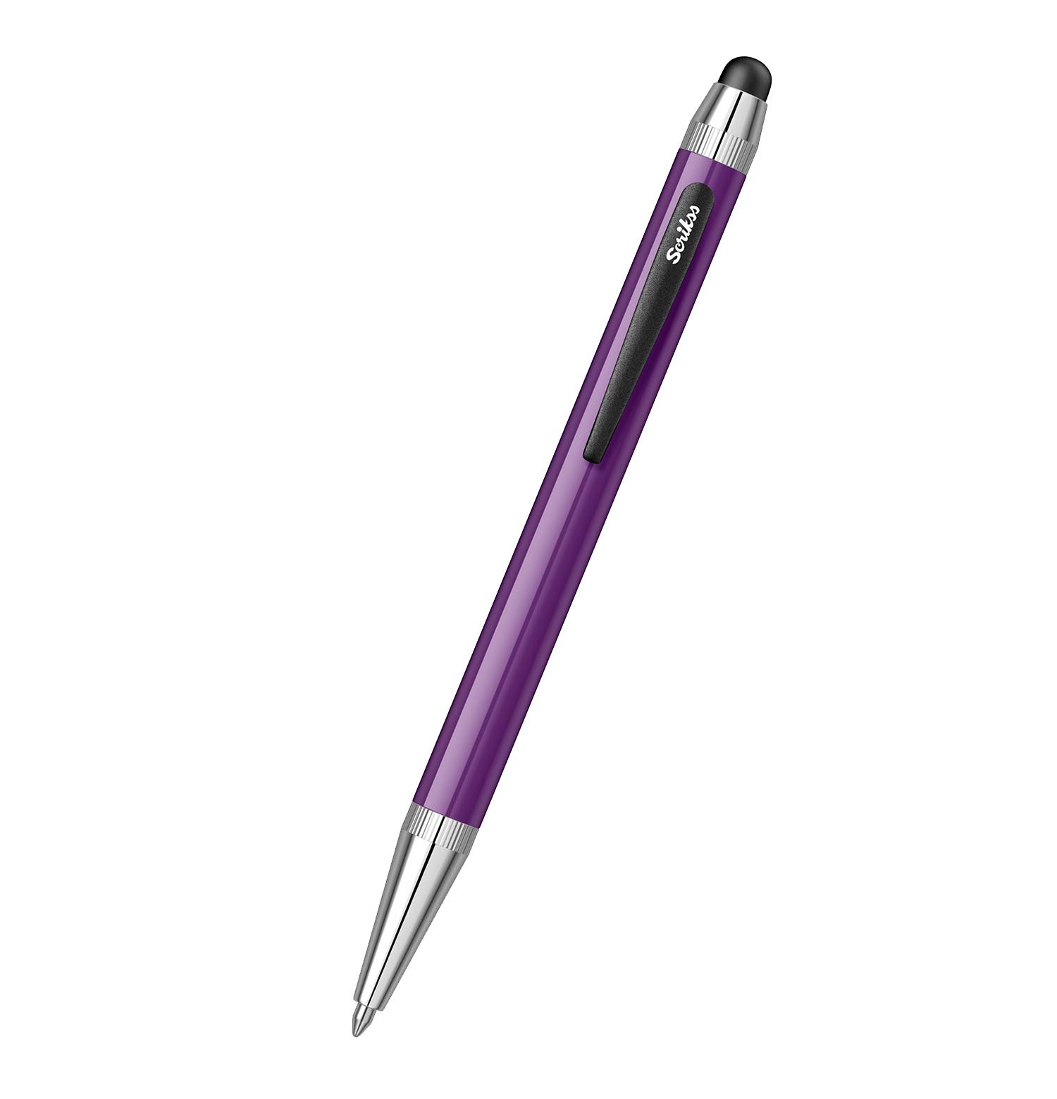 ScrikssSmart Pen 699 Purple Ball Point Pen Ballpen With Chrome Trims, Black Clip, Touch Screen Rubber, Twist Mechanism, Multi Pen Type Refill For Writing Office Corporate Gifting