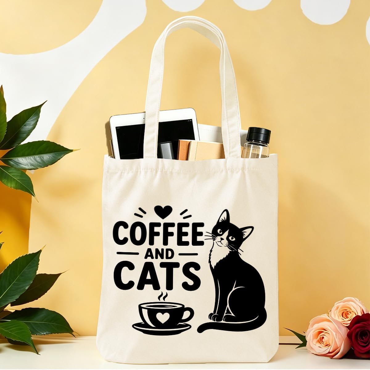 Cartoon Canvas Tote Bag, Gifts for Women Men Birthday Christmas Reusable Tote Shoulder Bag for Grocery Shopping 03 image 3