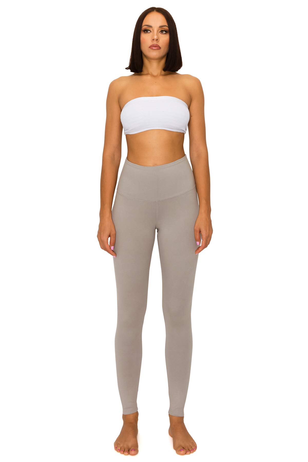 Leggings Depot Legginsy z wysokim stanem dla kobiet Buttery Soft 3" pas talia legginsy damskie solidna joga - Reg, Plus, 1X3X, 3X5X, jasnoszary, 3X