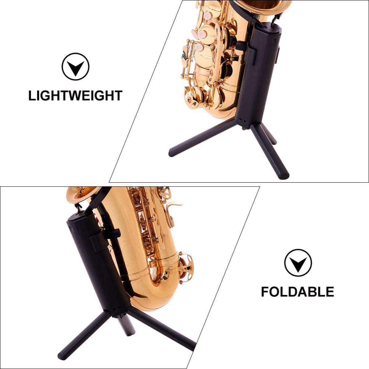 Portable Foldable Non-skid Alto Saxophone Stand Black Carrying Case, Practical Desktop Sax Holder for Instrument Storage and Display