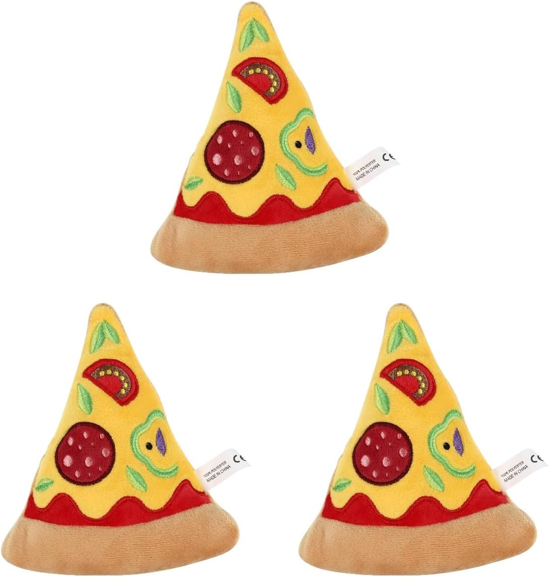 LOGOFUN 3pcs Dog Squeaky Toy Pizza Shaped Pet Squeaky Toy Puppy Chewing Toy Funny Puppy Biting Toy for Pet Playing Supplies