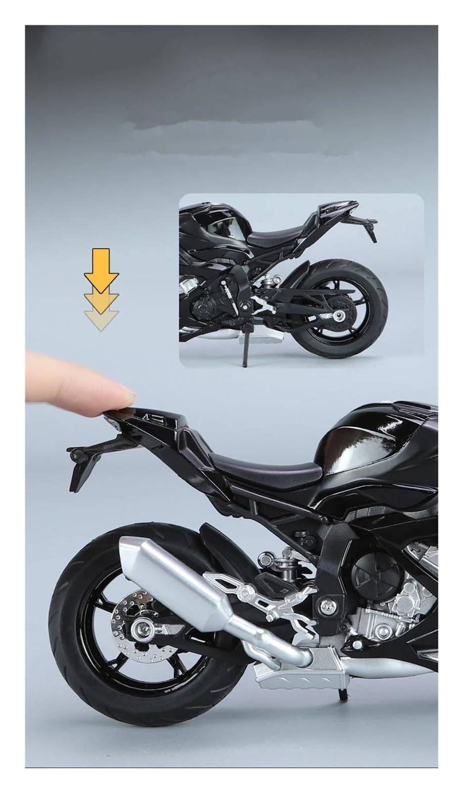 Modellino Moto Miniatura per BM&W S1000RR S 1000 RR Modello in Metallo Pressofuso per Motocicletta(Nero)