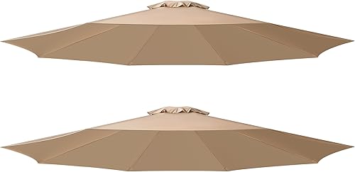 Miniatura 29 de YSSOA Sombrilla de patio de 9 pies con 8 varillas resistentes, paquete de 2 unidades de 9 pies, color rojo, paquete de 2